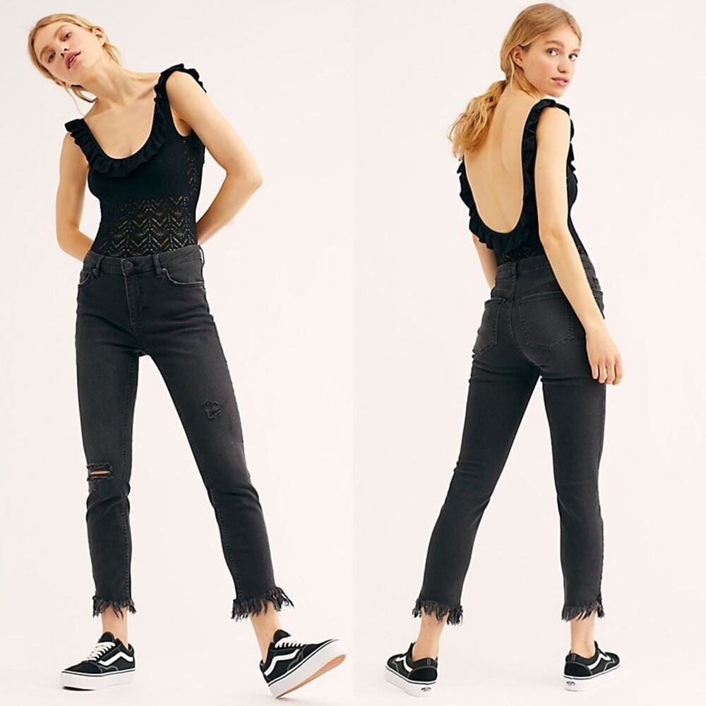 Free People Great Heights Frayed Skinny Jeans